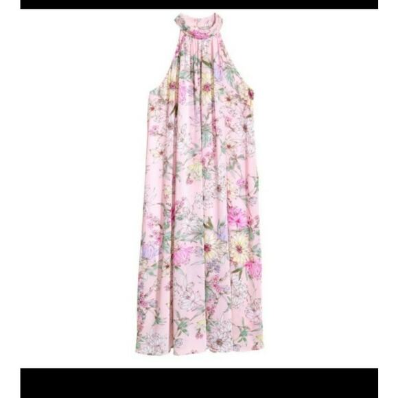 H&M Floral Crepe Dress in Blush Size 8 NWT - Picture 1 of 6